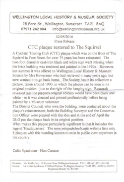 CI`C plaque restored to The Squirrel