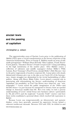 Sinclair lewis and the passing of capitalism