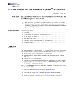 Barcode Reader for the AutoMate Express&trade; Instrument User Guide