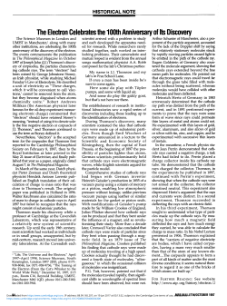 The Electron Celebrates the 100th Anniversary of Its Discovery