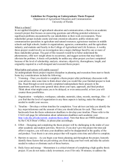 Guidelines for Preparing an Undergraduate Thesis Proposal