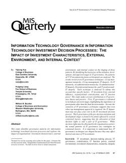 INFORMATION TECHNOLOGY GOVERNANCE IN INFORMATION