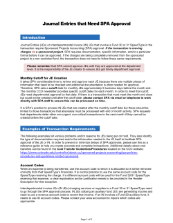 Journal Entries that Need SPA Approval