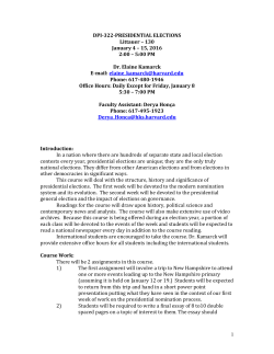 1 DPI-322-PRESIDENTIAL ELECTIONS Littauer &ndash; 130 January 4