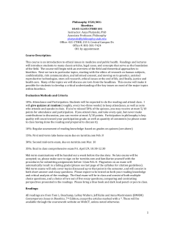Philosophy 3520/001: Bioethics 10:45