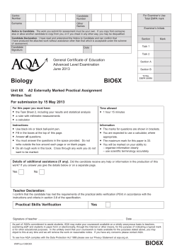A-level Biology Question paper Unit 06X - EMPA June 2013