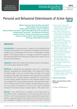 Personal and Behavioral Determinants of Active Aging
