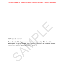 Job Analysis Questionnaire Please fill out the following