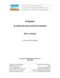 Irrigation in arid and semi-arid environments