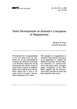 Sorne Developments in Aristotle`s Conception of Magnanimity