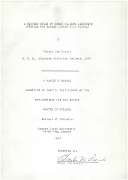 Content study of earth science textbooks approved for - K-REx