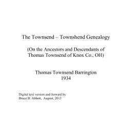 The Townsend &ndash; Townshend Genealogy