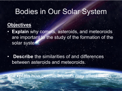 Small Bodies in Our Solar System
