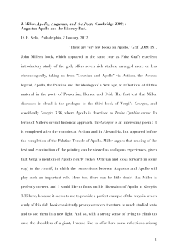 Augustan Apollo and the Literary Past