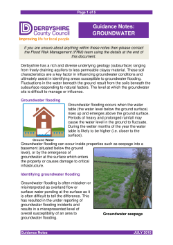 Guidance Notes: GROUNDWATER