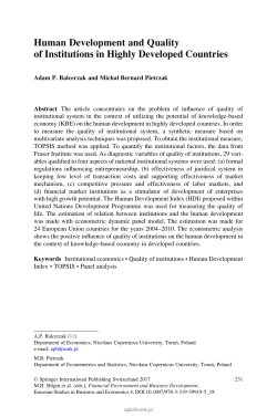 Human Development and Quality of Institutions in Highly Developed
