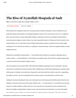 The Rise of Ayatollah Moqtada al-Sadr