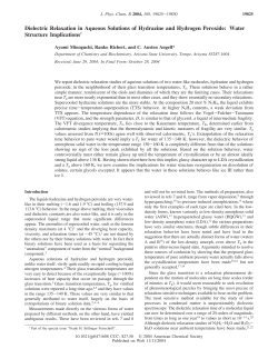 Dielectric Relaxation in Aqueous Solutions of Hydrazine and