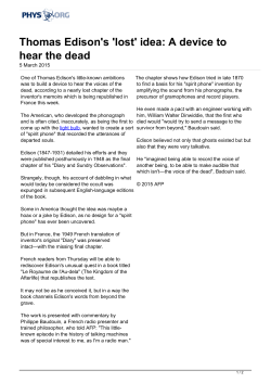 Thomas Edison`s `lost` idea: A device to hear the dead