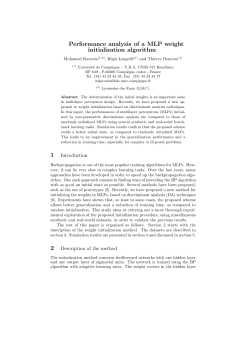 Performance analysis of a MLP weight initialization algorithm