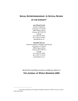 Social Entrepreneurship: A Critical Review of