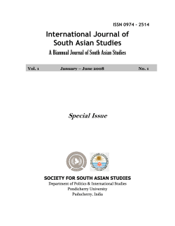 International Journal of South Asian Studies Special Issue