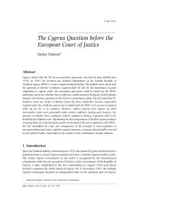 The Cyprus Question before the European Court of Justice