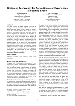 Designing Technology for Active Spectator Experiences at Sporting