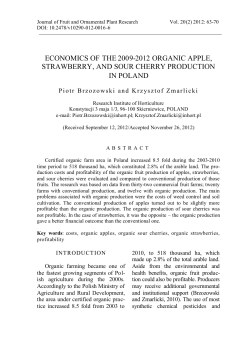 economics of the 2009-2012 organic apple, strawberry, and sour