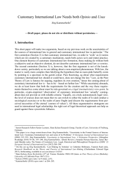 Customary International Law Needs both Opinio and Usus