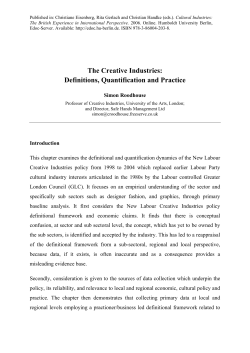 THE CREATIVE INDUSTRIES: Definitions