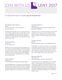 For &ldquo;Daily Lenten Prayers&rdquo; visit: www.Ltsg.edu/PrayerPartner Ash