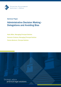 Delegations and Avoiding Bias - Victorian Government Solicitor`s