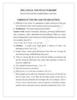 Keynote 2. Steadfastness in the Christian Youth by Bro Chidieber C