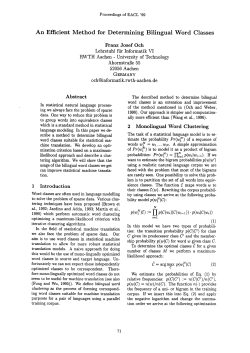 An Efficient Method for Determining Bilingual Word Classes