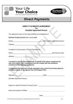 DIRECT PAYMENTS AGREEMENT For Suitable Appointed Person