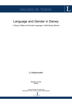 Language and Gender in Disney: A Study of Male and Female
