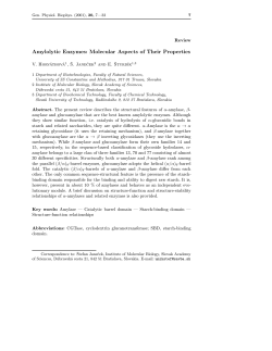 Amylolytic Enzymes: Molecular Aspects of Their Properties