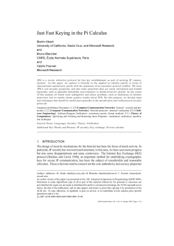 Just Fast Keying in the Pi Calculus