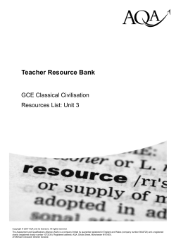 A-level Classical Civilisation Resource list Resource list: Unit 03