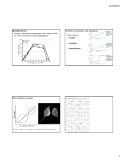 Reaction Norms Plasticity, canalization and adaptation