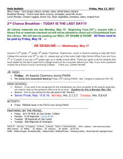 2nd Chance Breakfast &ndash; TODAY IS THE LAST DAY!!!!