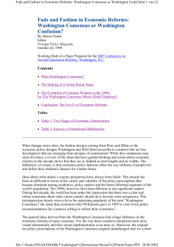 Fads and Fashion in Economic Reforms: Washington Consensus or