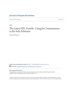 The Latest NFL Fumble: Using Its Commissioner as the Sole Arbitrator