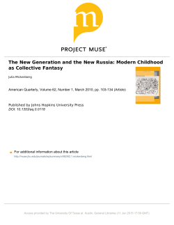 The New Generation and the New Russia: Modern Childhood as