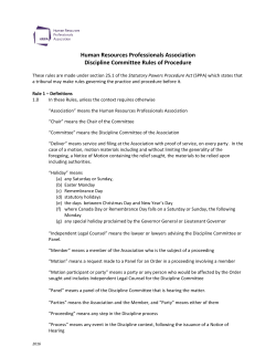 HRPA Discipline Committee Rules of Procedure