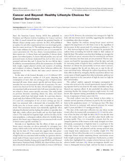 Cancer and Beyond: Healthy lifestyle Choices for
