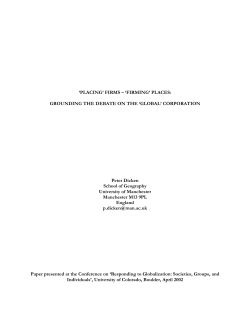 GROUNDING THE DEBATE ON THE `GLOBAL` CORPORATION