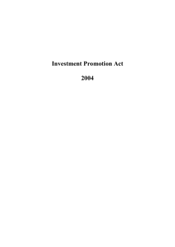 Investment Promotion Act 2004 - Ministry of Industry, Trade and