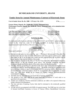 BUNDELKHAND UNIVERSITY, JHANSI Tender form for Annual